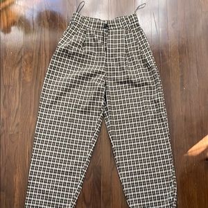 High Waisted Checkered Trousers